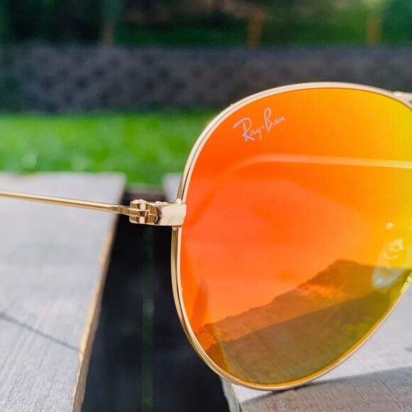Ray-Ban Unisex RB3025 58" Authentic Orange Gold Sunglasses - Picture 7 of 7